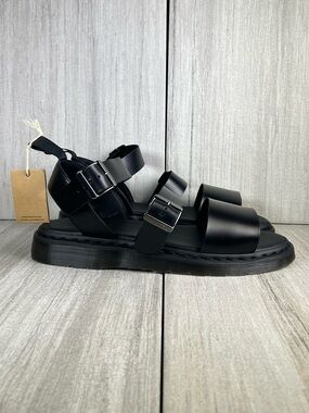 NEW Dr. Martens Docs Gryphon Black Leather Buckle Strap Sandal Shoe Mens Size 14